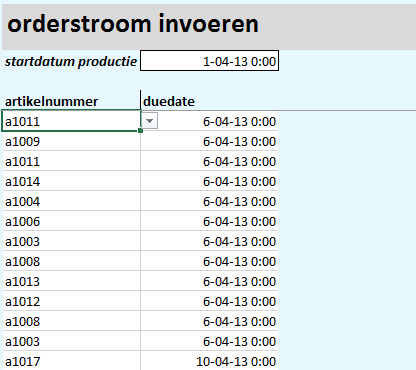 productieplanning in Excel