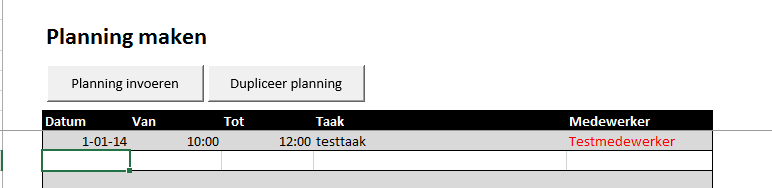 werkplanning in Excel